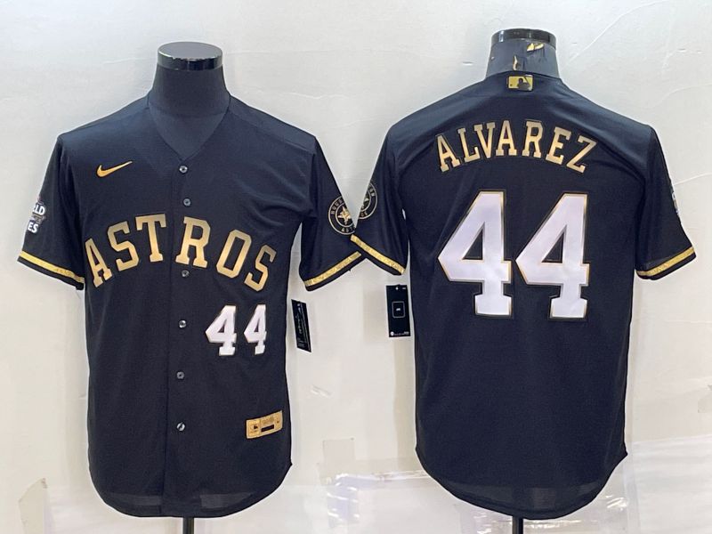 Men Houston Astros #44 Alvarez Black Gold Nike 2022 MLB Jerseys->houston astros->MLB Jersey